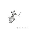 CZ HEART DANGLE CZ 316L SURGICAL STEEL L-SHAPE NOSE RING
